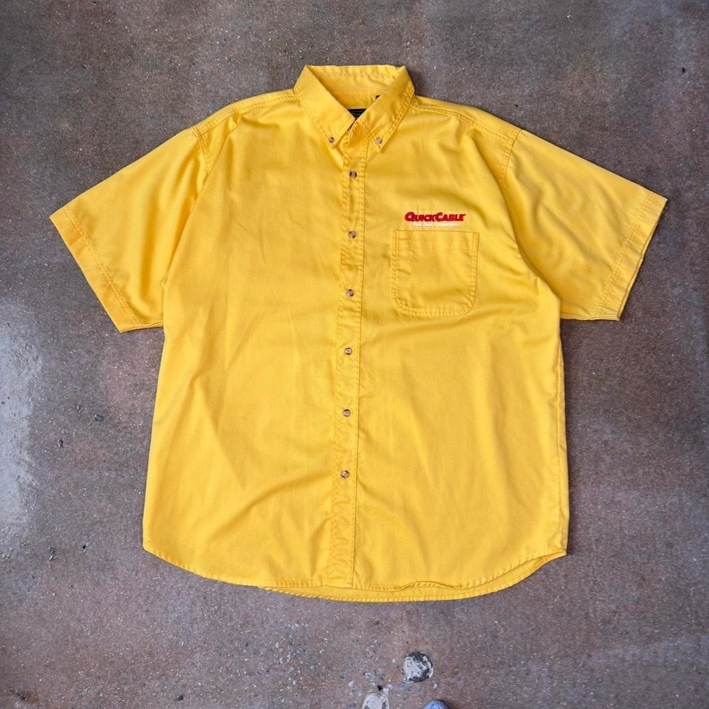 Quick Cable Work Shirt XL Yellow Embroidered Logo Blue Generation Industrial